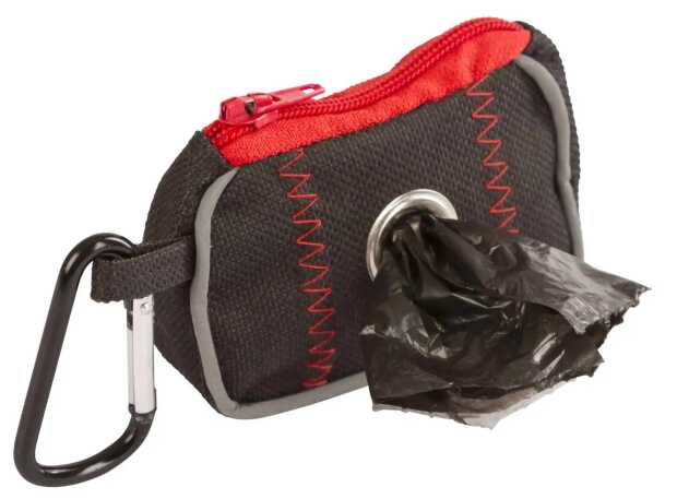 Tasche für Kotbeutel schwarz/rot, 8x5,5x4cm