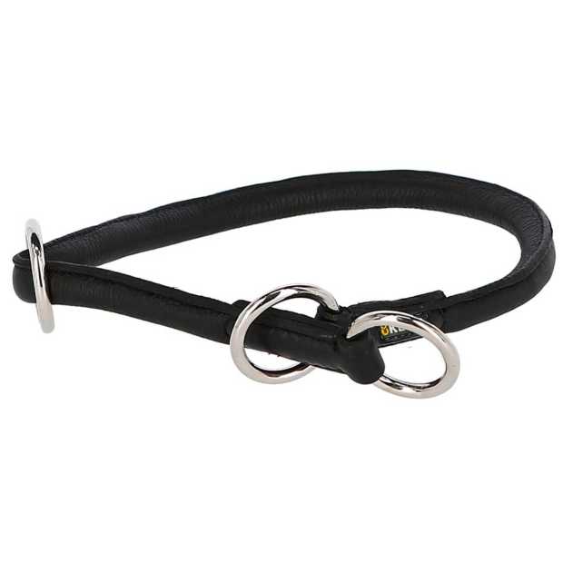 Kerbl Rundleder-Halsband Roma mit Stopper schwarz 55 cm