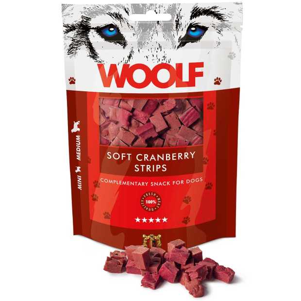 Woolf Hundeleckerli weiche Cranberry Streifen